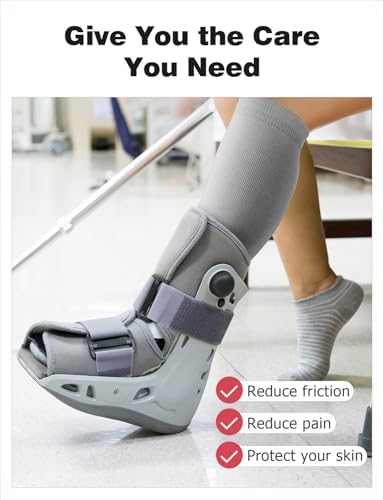 Mellbree Walking Boot Socks, 2Pairs Replacement Socks Liner for Orthopedic Walker Brace Compatible with Air Cam Walkers and Fracture Boot for Men and Women Cast Surgical leg Cover, Grey