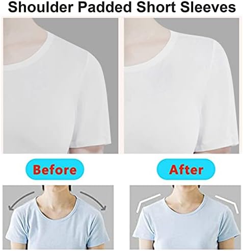 Short Sleeves with Shoulder Chest Pad Right-Angled Shoulders to Improve Slippery Narrow Collapsed Shoulders,Black-1X