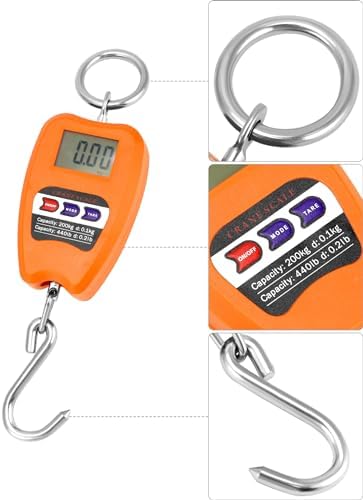 QWORK Hanging Weight Scale, 200kg/440lbs Digital Crane Scales Fish Weighing Scale Aluminum Housing LED Display Scale for Fishing, Weigh Luggage, Home Farm