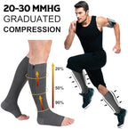 Nuanchu 3 Pairs Open Toe Zipper Compression Socks 20-30mmhg Zipper Compression Toeless Knee High Socks for Men Swelling Edema