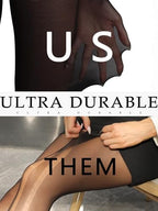 HOTBOSS Unbelievable Durability Tights, Seamless Rip Resistant Pantyhose, 40D Semi Sheer Control Top Tights for Women