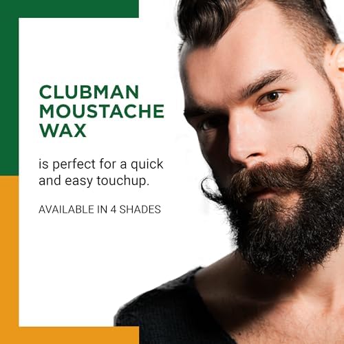 Clubman Moustache Wax – Mustache Wax for Men Strong Hold, Neutral Color, Includes Styling Brush, Hang Pack, 0.5 oz
