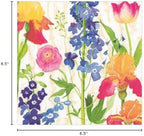 Caspari Summer Garden Paper Luncheon Napkins in White, Two Packs of 20