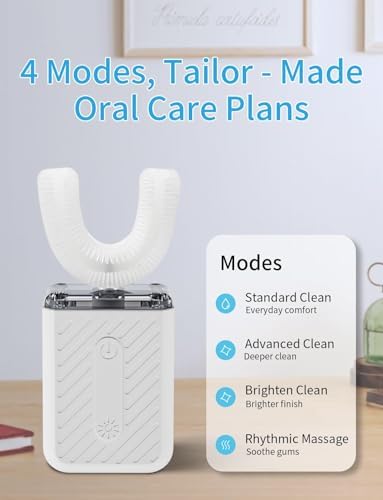 U-Shaped Electric Toothbrush, 48,000 VPM, 4 Modes, 60-Second Clean, IPX7 Waterproof, ultrasonic Toothbrush with Magnetic Contact Charging