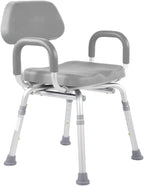 Padded Shower Chair and Bath Chair with Armrests and Back, Comfortable Deluxe Shower Chair for Inside Shower and Bathtub for Elderly and Seniors Safety, Adjustable Height, Institutional Quality, Gray