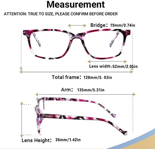5 Pack Reading Glasses Men Women Spring Hinges Comfortable Glasses for Reading (5 Mix-2, 3.0)