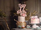 17 Birthday Cake Toppers-Rose Gold Glitter, Happy 17th Cake Topper for Men,17 Cake Topper For Women, 17th birthday decorations,17th Birthday Cake Topper Seventeen
