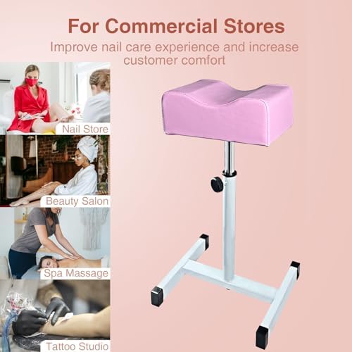 Pedicure Foot Rest,Height Adjustable Pedicure Chair,Non-Slip Pedicure Stool for Massage Office or Home,Pink