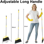Gloffer Soft Bristles Broom for Indoor Sweeping, Household Cleaning Angle Broom with 55inch Long Handle for Home Office Hardwood Tile Floors Kitchen