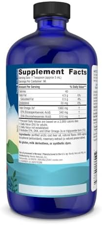 Nordic Naturals Arctic Cod Liver Oil, Orange - 16 oz - 1060 mg Total Omega-3s with EPA & DHA - Heart & Brain Health, Healthy Immunity, Overall Wellness - Non-GMO - 96 Servings
