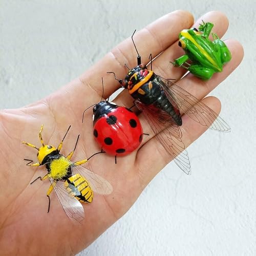 1pcs Simulation Insect Uang Cicada Cricket Frog Gardening Micro-Landscape Decoration Teaching Model Refrigerator Stickers (Frog)