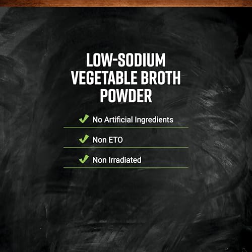 Frontier Co-op Vegetable Flavored Broth Powder, 1-Pound Bulk, Low Sodium, Onion, Garlic, Carrot, Basil, Turmeric, Celery Seed