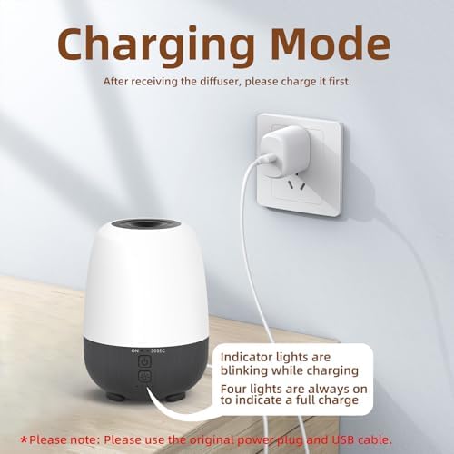 150ML Rechargeable Battery Operated Essential Oil Diffuser, Portable Cordless Aromatherapy Diffuser,7-Hour Runtime with 7 LED Color Changing Lights