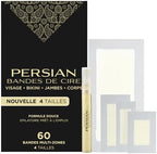 Persian Multi-Zone Cold Wax Strips | 4 Sizes, 60 Strips | Pre-Lined for Face, Legs, Body, Bikini & Underarms | Hair Removal Waxing Kit with Aftercare Oil | Easy, Ready-to-Use | All-Natural Ingredients