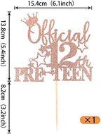 1 Pack Official Pre-teen 12 Cake Topper Glitter Happy 12th Birthday Cake Pick Cheers to 12 Years Old Cake Decorations for Teen 12th Birthday Party Supplies Rose Gold