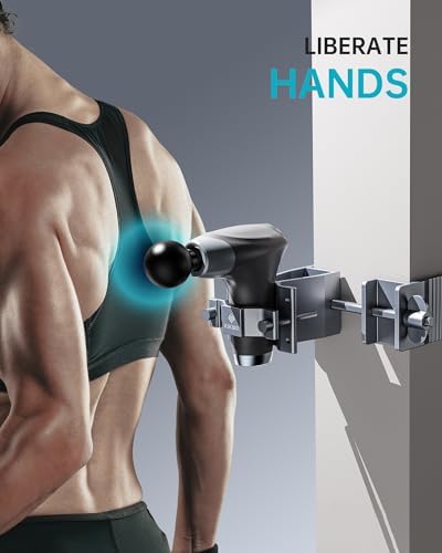 Massage Gun Holder Plus for Back, Muscle Hands Free Percussion, All Aluminium Alloy Made, Compatible with Most Massage Gun, Design for Hard-to-Reach Area, Holder ONLY