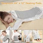 Deepsoon Heating Pad,Electric Heating Pads for Back,Neck,Moist Heating Pad for Abdomen Shoulder Knee Legs,Dry/Moist Heat&Auto Shut Off,Mother's Day Birthday for Men and Women,Light Gray,24x12 Inch