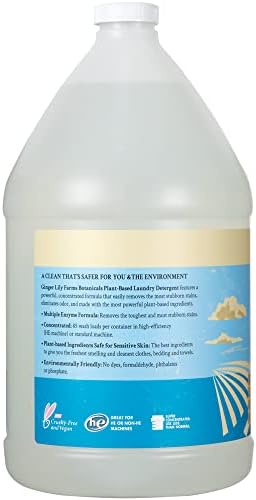Ginger Lily Farms Botanicals Plant-Based Liquid Laundry Detergent, Free & Clear, Concentrated Formula, HE Compatible, 85 Loads, 1 Gallon (128 fl. oz.)