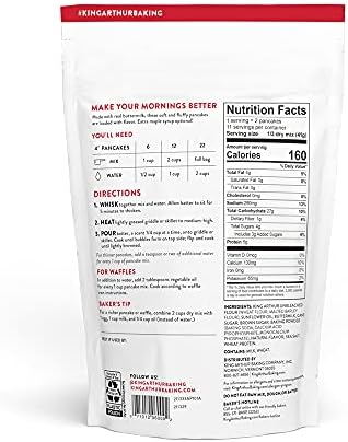 King Arthur Buttermilk Pancake Mix Just Add Water, Sourced Non-GMO, Certified Kosher, 16 Oz (Pack of 2)