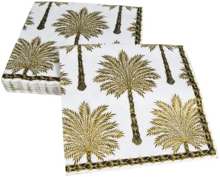 Caspari Grand Palms Paper Luncheon Napkins in Black - Two Packs of 20