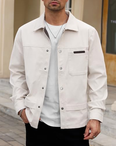Mens Corduroy Button Jacket Casual Pocket Shirt (S-2XL)