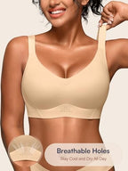 Wireless Jelly Bras for Women - Plus Size Full Coverage Seamless Bra No Underwire, Supportive T-Shirt Bralette for Older
