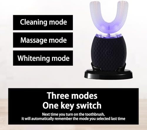 Ultrasonic Toothbrush for Adults Automatic Toothbrush with Soft Bristles Rechargeable Portable 30'' Automatic Timer Wireless Charging Washable for Travel & Home Use (Black)
