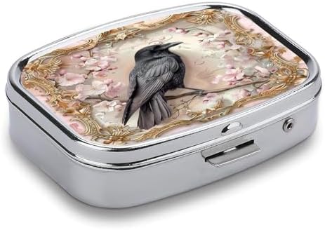Metal 2 Compartment Pill Organizer Travel Friendly Portable Compact Pill Box Cute Pill Case to Hold Vitamins,Fish Oil,Supplements,Meds,Tablet for Purse,Pocket. (The Bird)