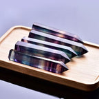 Colorful Fluorite Geometry Shape Rainbow Single-Pointed Crystal Hexagonal Single Pointed Natural Energy Stone Raw(L)