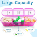Cruxer Weekly Pill Box Organiser 7 Day 3 Times, Daily Portable Travel Pill Boxes, Medicine Storage Box, Pill Dispenser 7 Day 3 Compartments, Tablet Organiser to Hold Vitamins, Fish Oil, Supplements