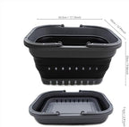 SAMMART 19L (5 Gallon) Collapsible Tub with Handle - Portable Outdoor Picnic Basket/Crater - Foldable Shopping Bag - Space Saving Storage Container (Grey/Black)