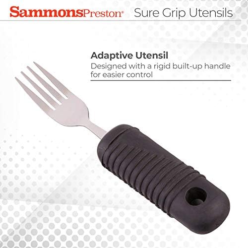 Sammons Preston 61234 Sure Grip Stainless Steel Dinner Fork with Thick Rubber Handle, 8" Long