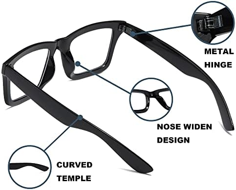 4 Pack Oprah Style Reading Glasses for Women Men Blue Light Blocking Computer Square Metal Spring Readers +1.25