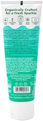 RADIUS USDA Organic Toothpaste 3oz Non Toxic Chemical-Free Gluten-Free Designed to Improve Gum Health & Prevent Cavity - Mint Aloe Neem - Pack of 2