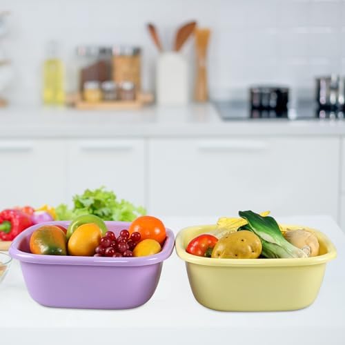 4-Pack 8 Quart Square Plastic Washing Basin, Small Wash Tub Basin, Colorful Dish Pan Tub