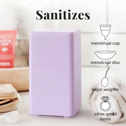 Pixie Menstrual Cup Sterilizer for Feminine Care - Ranked 1 for The Best Steamer - Kills 99.9% of Germs with Steam - Wash Your Period Disc or Cup in 3 Minutes! - Automatic Timing Shut-Off Switch
