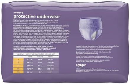 Amazon Basics Maximum Absorbency Postpartum Incontinence Underwear for Women, Protective, Disposable, Fresh Protection, Bladder Leak Protection, Small, Lavender, 24 Count