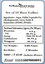 Ghasitaram Gifts Mother's Day Gifts - Chocolate - Set of 10 Rose Lollies