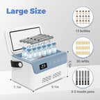 Electric Insulin Cooler Travel Case Box, Mini Insulin Fridge, Portable Insulin Refrigerator Diabetic Cooler Box for 4-5 Pens, 2-18℃ Temperature Control, with Handle, Power Supply, Rechargeable Battery