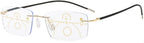 KOOSUFA Rimless Progressive Multifocal Reading Glasses Men Women Blue Light Blocking Ultralight Metal Multifocus Readers