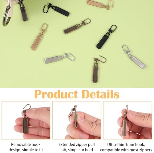 15 Pcs Zipper Pull Replacement, Zipper Replacement Zippers Pulls Detachable Tiny Zippers Replacements for Luggage Jackets Backpacks Boots Purse Coat Pants Pull Replacements Kits Universal Tab