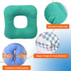 WEEOATAR Anti-Bedsore Cushion Pressure Ulcer Cushion Donut Pillow,Soft,Breathable and Pressure Relief Sciatica Pillow Anti-Decubitus Pad for Seniors,Pregnant and Post-Surgery(Green&White,L)