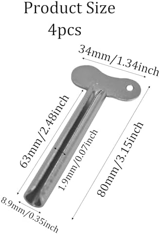 4PCS Silver Stainless Steel Tube Squeezer, Metal Toothpaste Roller Key for Bathroom, Hair Dye, Paint and Cosmetic Tubes