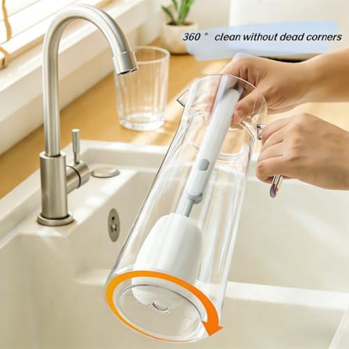 Bottle Brush Long Handle Cup Cleaner Brush Sponge Bottle Scrubber Detachable Handle Portable Sponge Cleaning Brush for Cups Wine Glasses Water Bottles Baby Bottles and Vacuum Flasks (Blue)