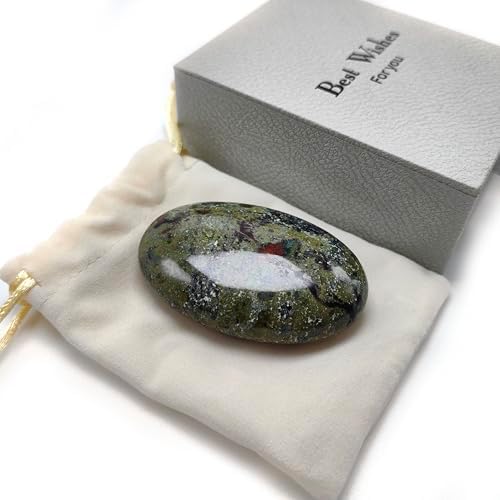 2.4" Dragon Bloodstone Palm Stone for Anxiety Relief, Healing Crystal for Meditation & Stress Relief, Polished Pocket Stone with Gift Box