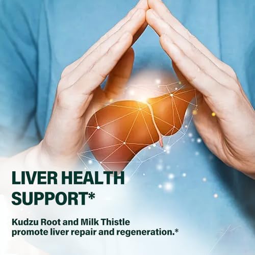 Kudzu Root Extract Drops for Liver Support, High Absorption Formula Supplement with Milk Thistle, Turmeric, and Hovenia Dulcis. 2 oz
