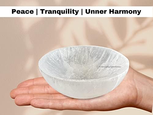 Amazing Gemstone Selenite Bowl - 4" Round Selenite Crystal to Charge your Healing Stones and Crystals - Selenite Charging Plate Bowl