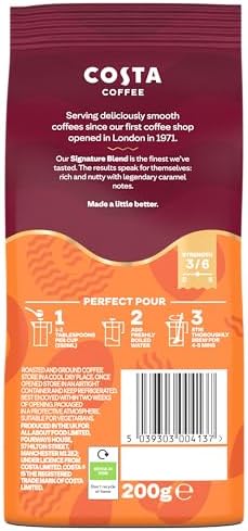 Costa Coffee Mocha Italia Signature Blend Ground for Cafetiere & Filter 200g