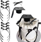 Congrats Bows Cake Toppers Class Of Cake Toppers with Black Bows Cap Graduation Certificate Set for Party Supplies Decor