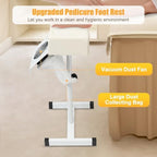 Pedicure Manicure Footrest, Height Adjustable Pedicure Foot Stool Stand with Dust Extractor Fan & Bag, Non-Slip Pedicure Chair for Foot Massage Nail Beauty Salon Spa Tattoo (White)